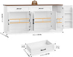 71” Large Sideboard Buffet Cabinet with Storage, Farmhouse Buffet Cabinet with Adjustable Shelves and 3 Door Shelves, Wood Coffee Bar Console Table for Kitchen, Dining Room (White)