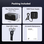TobenONE MacBook Docking Station Dual 4K@60Hz  16-in-2 USB C Docking Station with 2 HDMI Ports  7 USB Ports  100W GaN Power Supply & 20W Charging  2.5Gbps Ethernet  for Home & Office