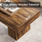 LITTLE TREE Farmhouse Coffee Table, 47 Inches Living Room Table, Rectangular Wooden Accent Center Tables with Thick Base, Modern Low Cocktail Tea Furniture for Living Room (Walnut Brown)