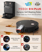 Yeedi S14 Plus Robot Vacuum and Mop, 18,000Pa Suction, OZMO Roller Mopping, ZeroTangle 2.0, TruEdge 3D Sensor, All-in-One Station with Auto Hot Water Washing & Self-Drying, Black