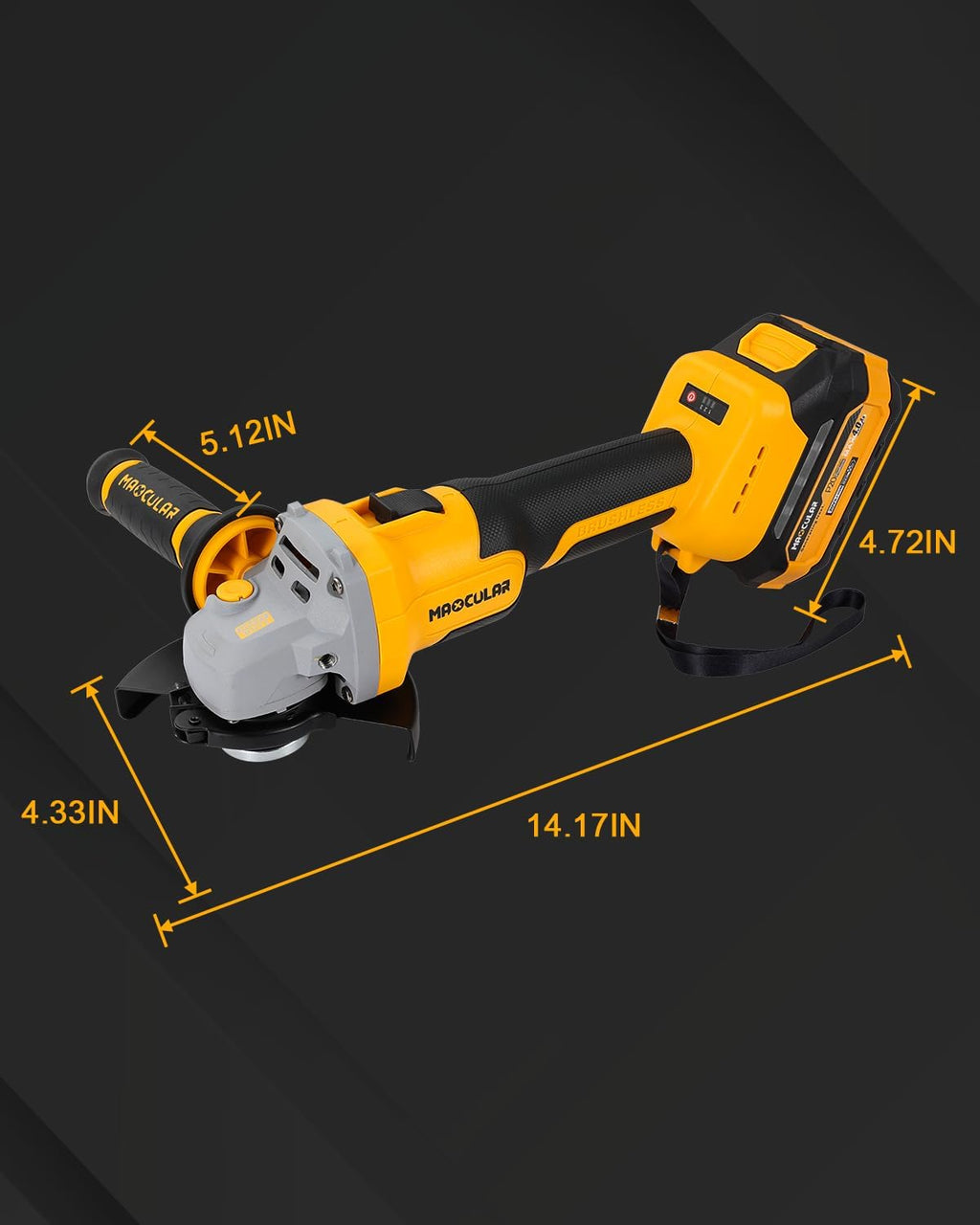 Angle Grinder Cordless 20V Battery,9600 RPM Brushless Power Motor,4-1/2-Inch to 5-Inch,2x4.0 AH Battery Electric Grinder Tool Set, for Cutting,Grinding,Polishing