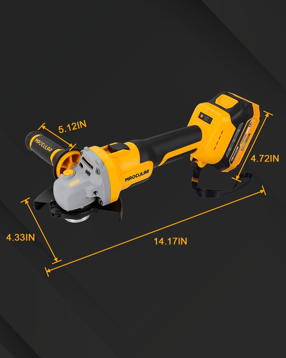 Angle Grinder Cordless 20V Battery,9600 RPM Brushless Power Motor,4-1/2-Inch to 5-Inch,2x4.0 AH Battery Electric Grinder Tool Set, for Cutting,Grinding,Polishing