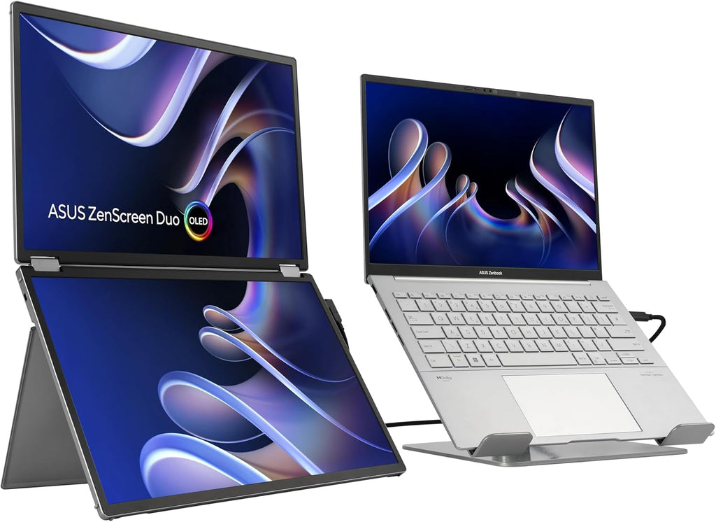 ASUS ZenScreen Duo OLED 360° Foldable Portable Monitor (MQ149CD) - Dual 14-inch  16:10  1920x1200  DisplayHDR400 True Black  100% DCI-P3  Delta