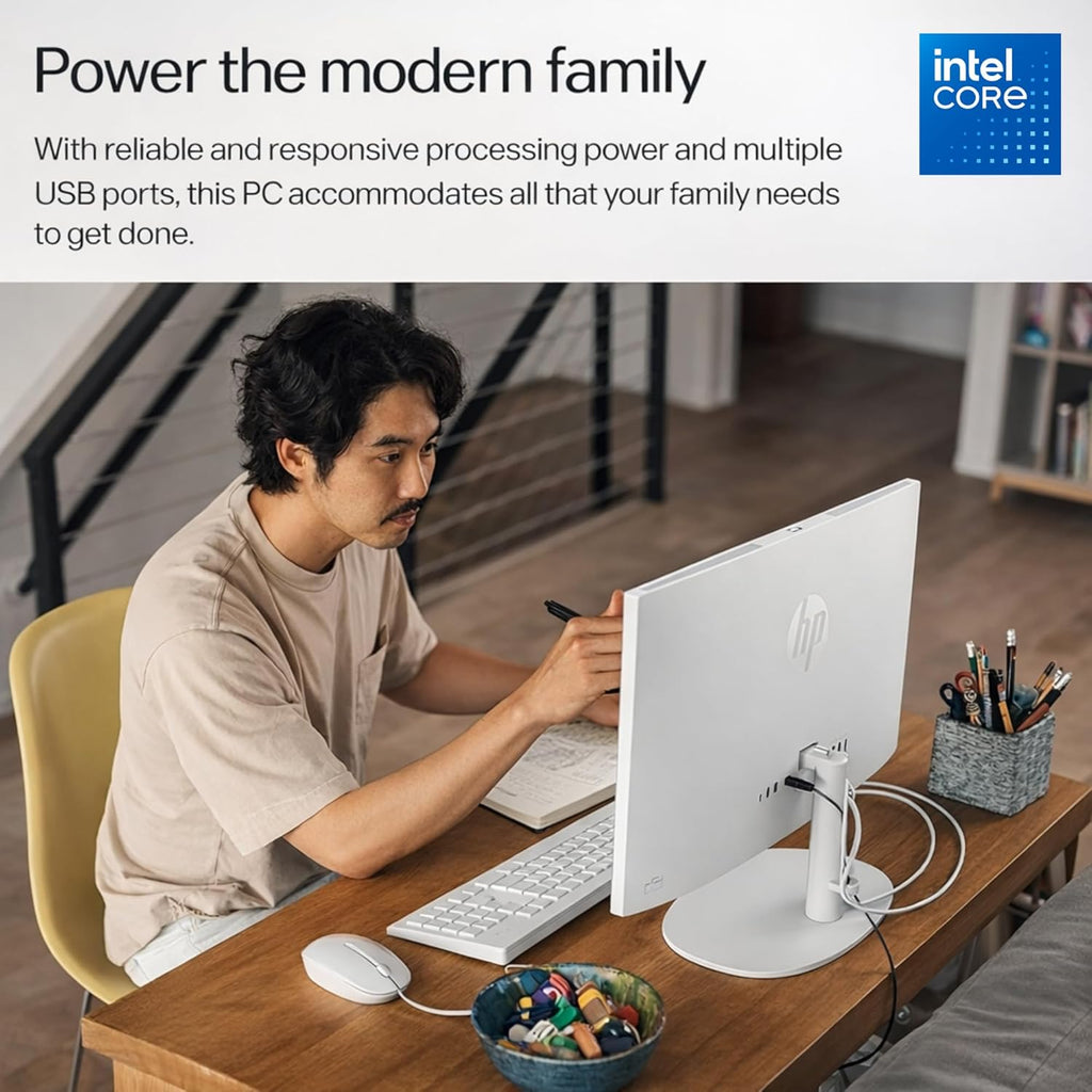 HP 22" FHD All-in-One Desktop Computer - Latest 13th Gen Intel Quad-Core - Office 365 for The Web - 8GB DDR5 RAM - 128GB UFS Storage - Wireless Earbuds - Keyboard and Mouse