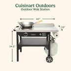 Cuisinart Outdoor Wok Station, 50,000 BTU Propane Outdoor Wok Burner w Prep Table, 14测 Carbon Steel Wok for Stir Fry, Searing, BBQ  Black