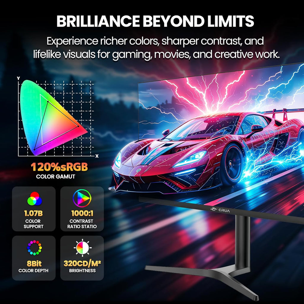 CRUA 32'' 4K Gaming Monitor 160Hz  UHD 3840x2160 IPS Screen  Height/Pivot/Swivel/Tilt Adjustable Vertical Monitor  Support FreeSync  Built-in Speakers  120% sRGB  PIP/PBP  HDMI 2.0 & DP 1.4-Black