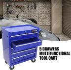 RYH 5 Drawers Rolling Tool Chest & Tool Box on Wheels | Heavy Duty Metal Cart with Ball Bearing Drawers | Fits US General Tool Box for Garage Storage (Blue, 5 Drawers（29.9" H × 24.2" W × 12.9" D)