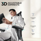 Hbada E3 Air Ergonomic Office Chair, Big and Tall Office Chair - with 3-Zone Dynamic Lumbar Support, 3D Adjustable Headrest, 3D Adjustable Armrests, Swivel Computer Chair, Black(No Footrest)