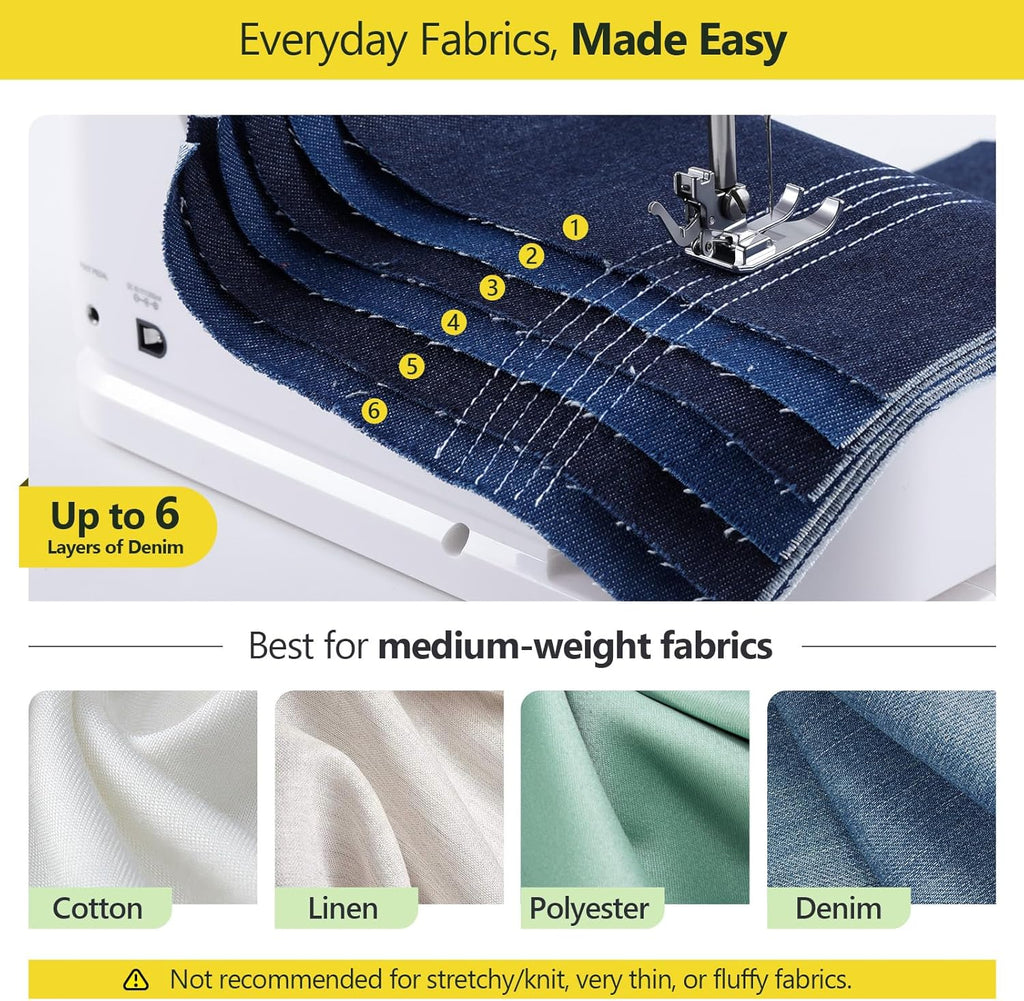 Mini Sewing Machine, 16 Stitches Dual Speed Portable Sewing Machine, Double Needle & Thread with Foot Pedal, LED Light and Sewing Kit, Easy to Use for Beginners, DIY Craft & Clothing Repair