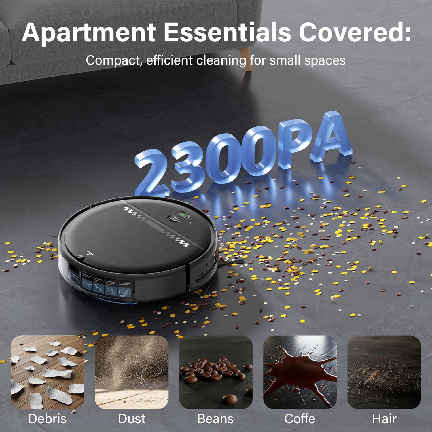 Robot Vacuum and Mop Combo, 2-in-1 Robot Vacuum Cleaner, 2.87'' Slim Design, Wi-Fi/App/Voice Control, 3D Obstacle Avoidance & Self-Charging Robotic Vacuum for Hard Floors, Carpets, Pet Hair