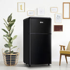 Compact Refrigerator 3.5 Cu.Ft WANAI Classic Retro Refrigerator 2 Door Mini Refrigerator Adjustable Remove Glass Shelves Refrigerator Suitable for Dorm Garage and Office