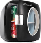 Uber Appliance UB-XL1 Personal Portable Mini Fridge 12 can Thermoelectric Cooler & Warmer for indoor/outdoor - bedroom, office, dorm, car, boat, RV - 110V AC & 12V DC cords included - Matte Black