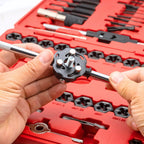 NEIKO Tap and Die Set, 76 Piece, Metric and Standard, Rethreading, Cutting, Repairing Threading Tool for External & Internal Thread Tap Set, SAE & MM, Hex Die, UNC, UNF, AND NPT Threads, Complete Kit