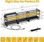 POKIPO 49.5" W Large Power Tool Organizer Wall Mount with Charging Station, 4 Tier Heavy Duty 12 Cordless Drills Holder Load 800 lb, Tool Battery Storage Rack Built in 8 Outlet Power Strip for Garage