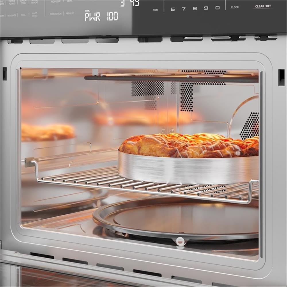 Pemberly Row 24 in. Stainless Steel Convection Oven with Microwave, 1.5 cu. ft., 1700-Watt, Built-In Electric Appliance, LCD Panel, Child Lock, Kitchen Cooking and Heating