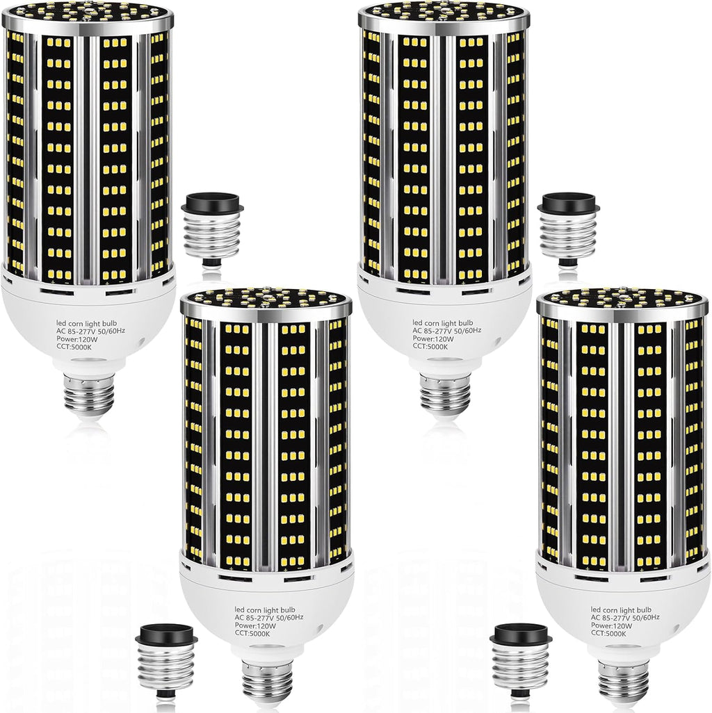 4 pack 120W LED Corn Light Bulb(1200W Equivalent ) ,Commercial Grade DayLight 5000K E26/E39 15900LM Medium Mogul Base LED Lamp,Large Area Lights For Outdoor Indoor Garage Warehouse Factory Bay Light