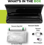 NutriChef Vacuum Sealer for Food - Automatic Electric Air Sealing Preserver System with Gentle and Normal Modes, Roll Cutter, Reusable Bags, Meal Prep Storage, Suitable for Dry/Moist Foods