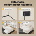 CAMMOO Couch Headrest Extender, Ergonomic Neck & Head Support for Legless Low Back Sofa, Sturdy Fixed-Height Metal Frame Sofa Backrest Extender, Fits Boneless Couch Under 28.5" (3 Pack, Beige)