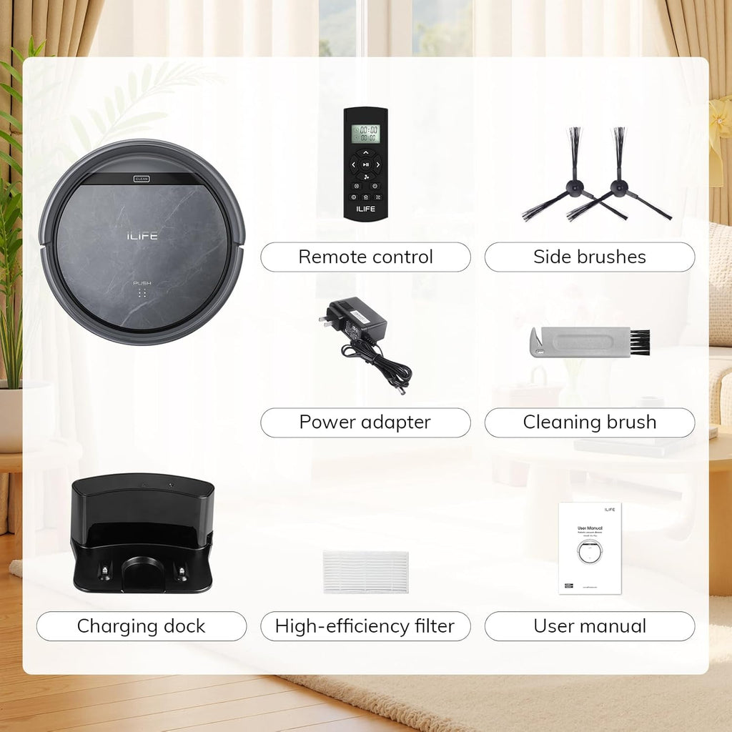 ILIFE V5s Max Robot Vacuum, 4000Pa Max Suction Power, 2.4G WiFi/App/Alexa/Remote Control, Self-Charging Robotic Vacuum Cleaner, for Hard Floors Carpets and Pet Hair