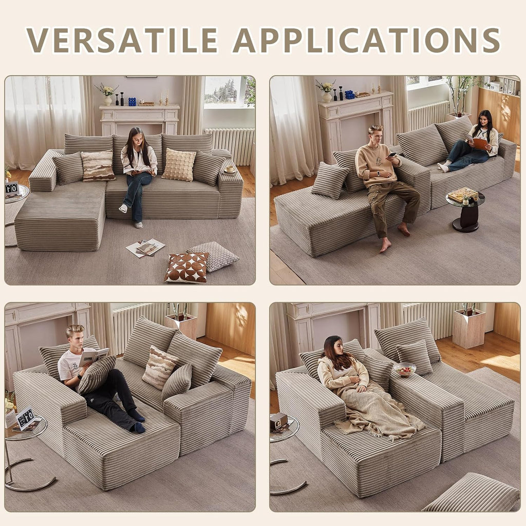 107.5" Cloud Sectional Couch with L-Shape Chaise, Modern Cloud Couch with Deep Seat, Modular Sectional Couches for Living Room, Apartment, Office, No Assembly Required