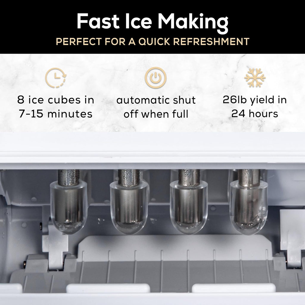 Igloo Premium Self-Cleaning Countertop Ice Maker Machine, Handled Portable Ice Maker, Produces 26 lbs. in 24 hrs. with Ice Cubes Ready in 6-8 Minutes, Comes with Ice Scoop and Basket