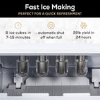 Igloo Premium Self-Cleaning Countertop Ice Maker Machine, Handled Portable Ice Maker, Produces 26 lbs. in 24 hrs. with Ice Cubes Ready in 6-8 Minutes, Comes with Ice Scoop and Basket