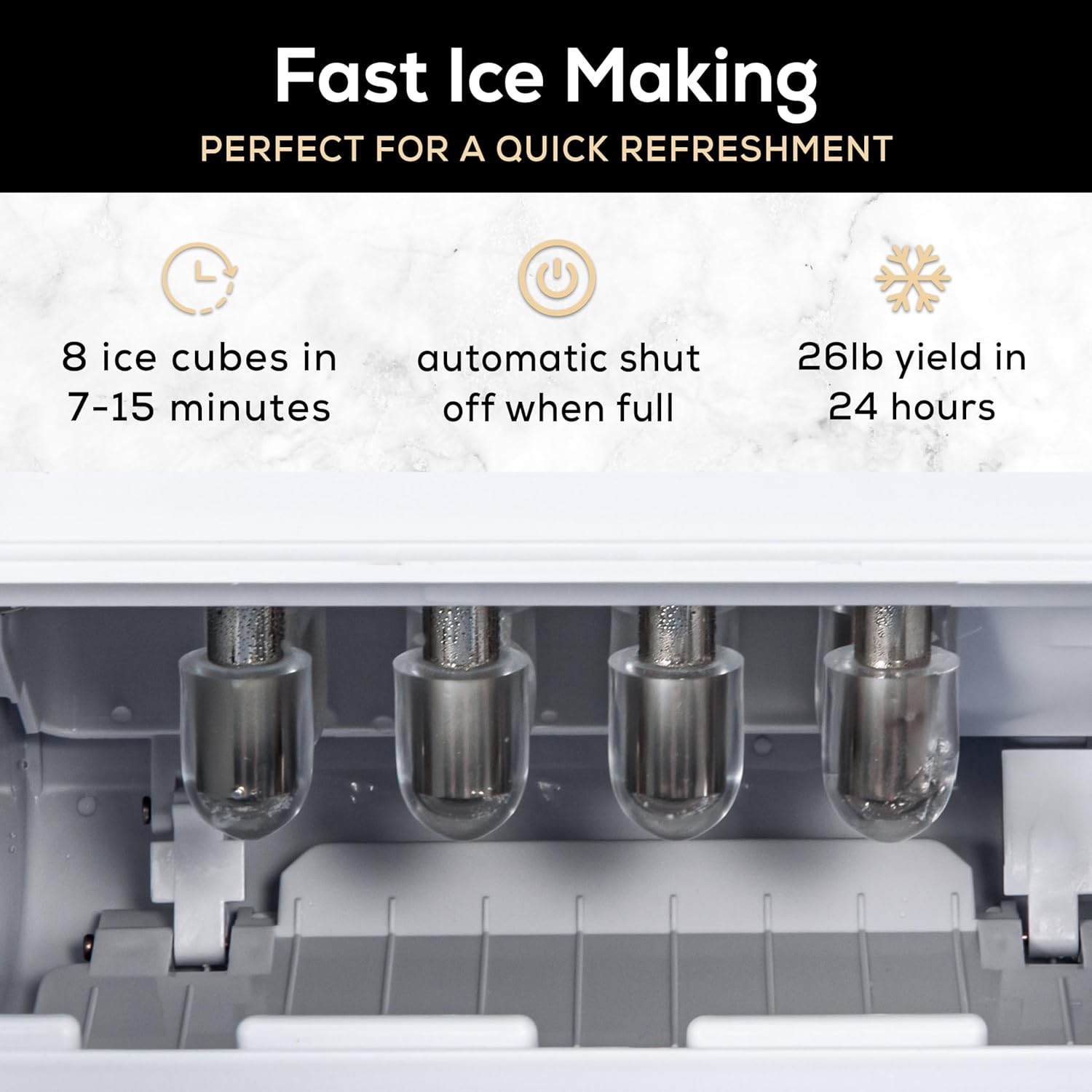 Igloo Premium Self-Cleaning Countertop Ice Maker Machine, Handled Portable Ice Maker, Produces 26 lbs. in 24 hrs. with Ice Cubes Ready in 6-8 Minutes, Comes with Ice Scoop and Basket