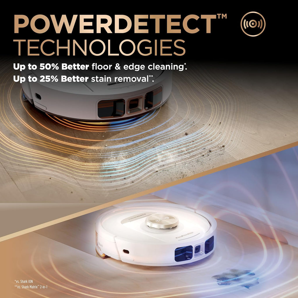 Shark Robot Vacuum & Mop Combo, PowerDetect NeverTouch Pro, Pad Wash & Dry, 60-Day Debris Capacity, 5PowerDetect Technologies,White,AV2800ZE, for Carpets & Hardfloors