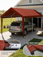 10 x 20 Ft Carport Replacement Cover, Heavy Duty Outdoor Car Tarp Canopy, Waterproof & UV Protected Tear Oxford Tarp with Ball Bungees (Frame is Not Included)