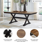 Signature Design by Ashley Wildenauer Farmhouse Dining Extension Table, Dark Brown & Black