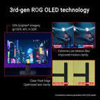 ASUS ROG Strix 27” 1440P OLED Gaming Monitor (XG27AQDMG) - QHD  Glossy OLED  240Hz  0.03ms  Custom Heatsink  Anti-flicker Uniform Brightness  G-SYNC Compatible  99% DCI-P3  DisplayWidget  3yr warranty