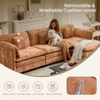 147.8" U Shaped Modular Sectional Sofa, Comfy Cloud Couch with Movable Ottoman, Deep Seat Modular Sofa, Sectional Couches for Living Room, Bedroom, Apartment (Orange)