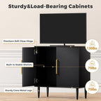 Vrullu Modern Storage Cabinet, Free Standing Buffet Cabinet, Black Sideboard and Buffet Storage, Wood Accent Furniture for Living Room, Hallway, Entryway, Dining Room (1, Black) | Modern, Sideboard, Buffet Storage, with Doors, Accent Cabinet, 1