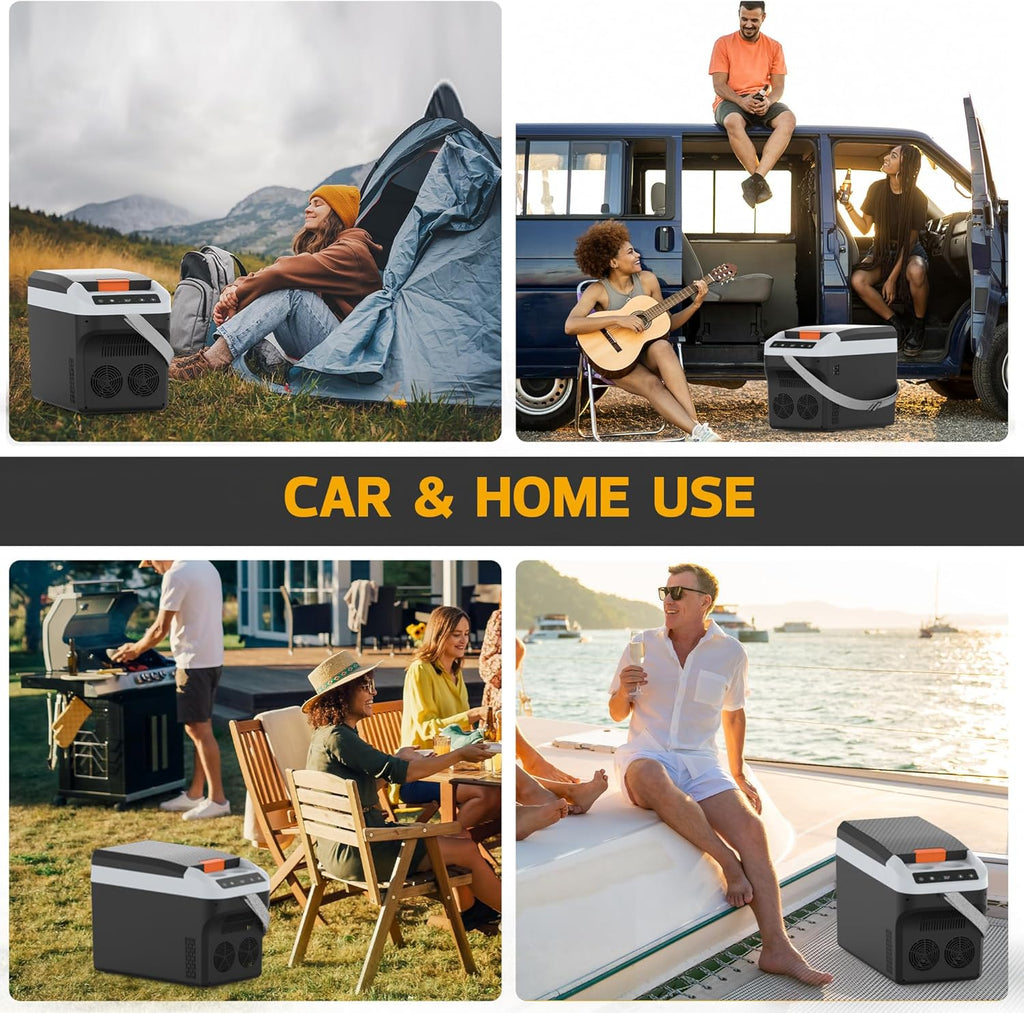 Kikihuose 12V Car Refrigerator Cooler/Warmer 23 Quart (22L) Portable Electric Car Cooler with 12 Volt DC &120V AC, Plug In Thermoelectric Fridge for Vehicles, Camping, RV, Modern Black