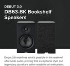 ELAC Debut 3.0 DB63-BK Bookshelf Speakers  Black Ash (Pair) - 1” Aluminum Dome Tweeter & 6.5” Aramid Fiber Woofer - 2-Way Bass Reflex - 42Hz to 38KHz Response