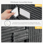 Boneless Couch Loveseat Sleeper, Convertible Sofa Bed Folding Couch Bed Foldable, 2 in 1 Boneless Chair Bed & Futon Sofa Bed, Small Pull Out Sofa with 4 Pillows for Living Room, Grey | No Assembly, Convertible, 2 in 1, Pull Out Handle, 4 Pillows