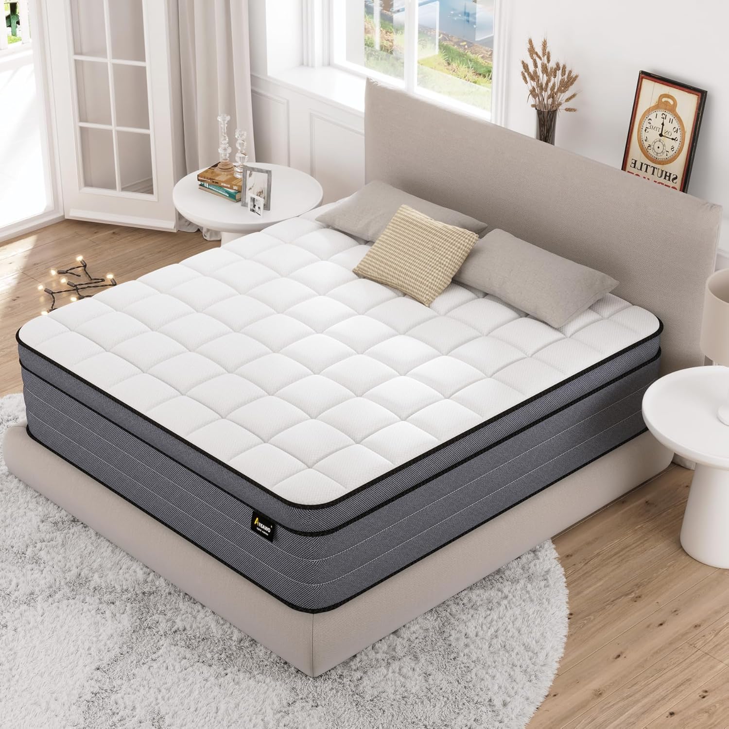 Queen Size Hybrid Mattress 14 Inch, Bed in a Box with Gel Memory Foam and Pocketed Springs Motion Isolation&Pressure Relief, Medium Firm Feel, 365 Night Trial,CertiPUR-US