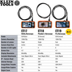 Klein Tools ET17 Utility Borescope with 5.5 mm 9.8-Foot Waterproof Gooseneck Snake, LEDs, 4.3-Inch LCD, Attachments, Endoscope Inspection Camera