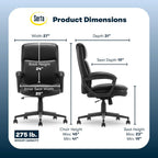 Serta Comfort Ergo Executive Office Chair, Ergonomic Mid-Back Design with Lumbar Support, Semi-Plush Double-Layer Seat Cushion, Padded Armrests, Swivel Metal Base, Bonded Leather, Black