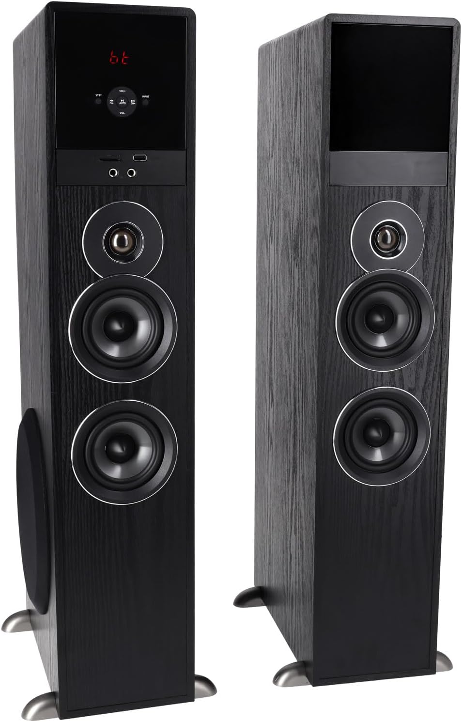 Rockville TM80B Powered Home Theater Tower Speaker System  Black  800W  8" Subwoofers  Bluetooth  USB/SD Playback  FM Radio  Remote Control  Karaoke Ready  Perfect for Home Entertainment