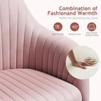 Warmiehomy Office Chair, Velvet Desk Chair for Home Office, Cozy Vanity Chair, Girl Cute Makeup Chair with Arm Rest for Bedroom Dressing Room (Blush Pink)