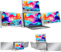 FOPO 14" Laptop Screen Extender  FHD 1200P IPS Monitor Extender  Just 1 Cable for 3 Screens Quad Monitor  Triple Extender for 12"-17.3" Laptops  Compatible with Windows 10/11 and Mac M1/M2/M3