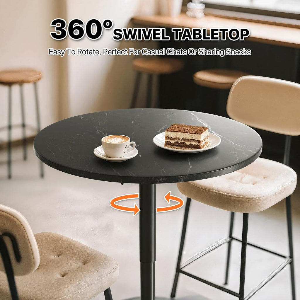 Magshion 23.5'' Round Adjustable Height Wood Bar Pub Table Adjustable Range 27.5"-36" Living Room Dining Room Bar Cocktail Table