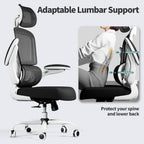 TRALT Office Chair Ergonomic Desk Chair, 330 LBS Home Mesh Office Desk Chairs with Wheels, Comfortable Gaming Chair, High Back Office Chair for Long Hours (Black & White)