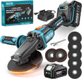 SEESII Flathead Brushless Angle Grinder, 21V Cordless Variable Speed Grinder Kit 5.0Ah Battery+Charger, 4-1/2 to 5" Cut Off Tool, 6-Speed, 20ms Brake+Drop Protection for Metal Cutting, Auto Body, DIY