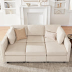 Modular Sectional Sleeper Sofa, Sectional Couch Reversible Sleeper Sofa Bed, 6 Seat Modular Couch with Storage and Chaise, Couches for for Living Room, Beige