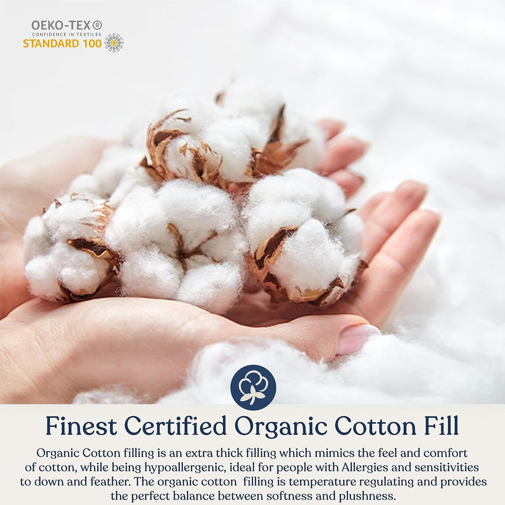 Delara King Duvet Insert – White Cotton Comforter – 100% Organic Cotton Shell and Filled All Season, Breathable, Lightweight with 8 Tabs – GOTS Certified