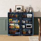 ChooChoo Bathroom Floor Cabinet, Modern Bathroom Storage Cabinet with 4 Doors and Adjustable Shelves, Freestanding Cupboard for Living Room, Blue