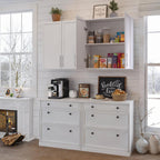 FIMELLO 60" Laundry Room Wall Cabinets with Adjustable Shelf, Large Wall Storage Cabinet, White Wall Cabinet with Doors, Upper Kitchen Cabinet, Cabinets for Laundry, Bathroom, Kitchen -White