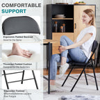 DUMOS 4 Pack PU Leather Padded Folding Chair, Indoor Outdoor Portable Stackable Seat with Steel Frame, for Home, Office, Party, Dining, Black